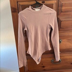 Lovers + Friends Asymmetrical Fitted Mauve Bodysuit NWT